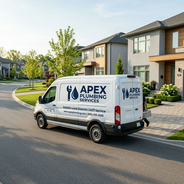 Plumbing service in suburban neighborhood