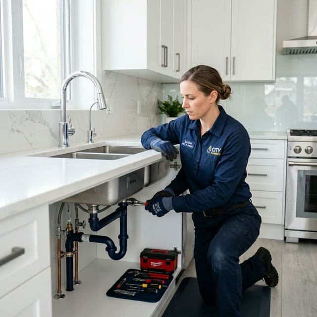 Professional Plumber at Work