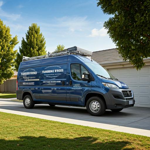 Professional plumbing van parked in a driveway